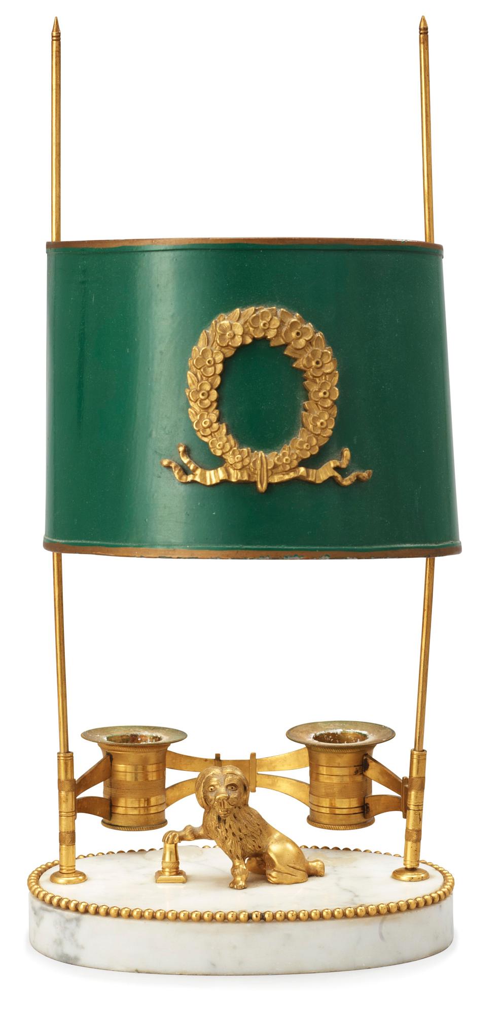 LÄSLAMPA, för två ljus. Sengustaviansk, omkring år 1800.