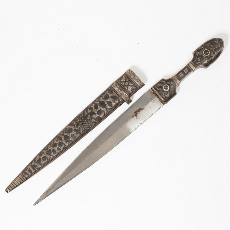 A silver niello miniature dagger, probably Caucasus, circa 1880-1890.