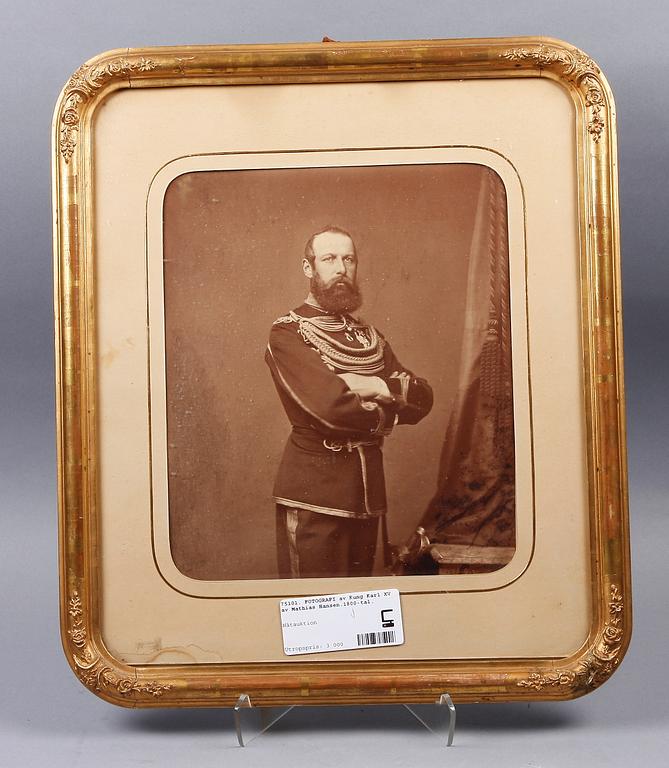 FOTOGRAFI föreställande Kung Karl XV, av Mathias Hansen, 1800-tal.