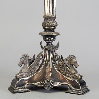 A pair of late 19th century silver plated kandelabras by Henry Wilkinson & Co Ltd, Sheffield, England.