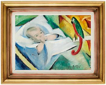 20. Agnes Cleve, Little boy with parrot.
