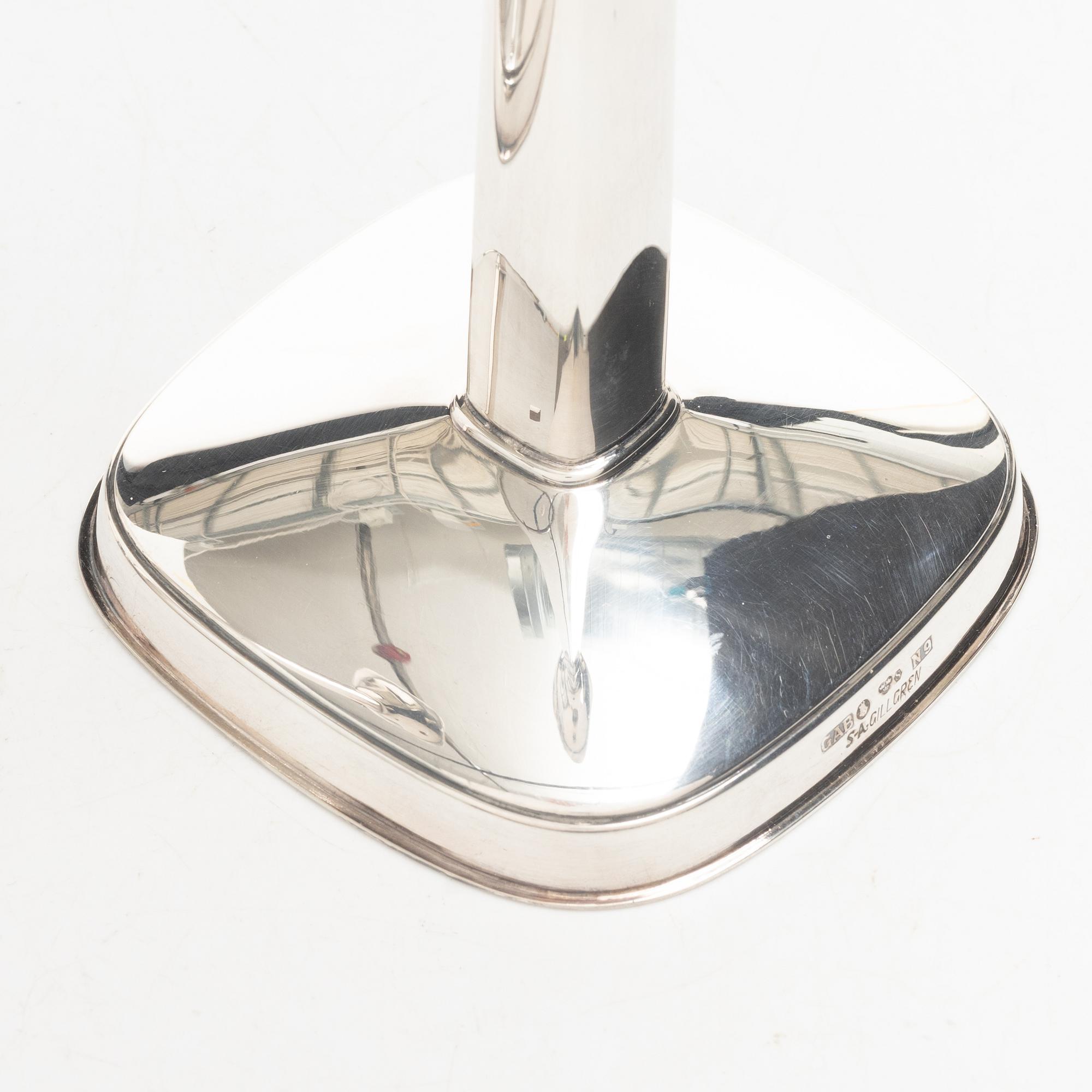 Guldsmedsaktiebolaget (GAB), a pair of silver candlesticks, design Sven-Arne Gillgren, Stockholm 1963.