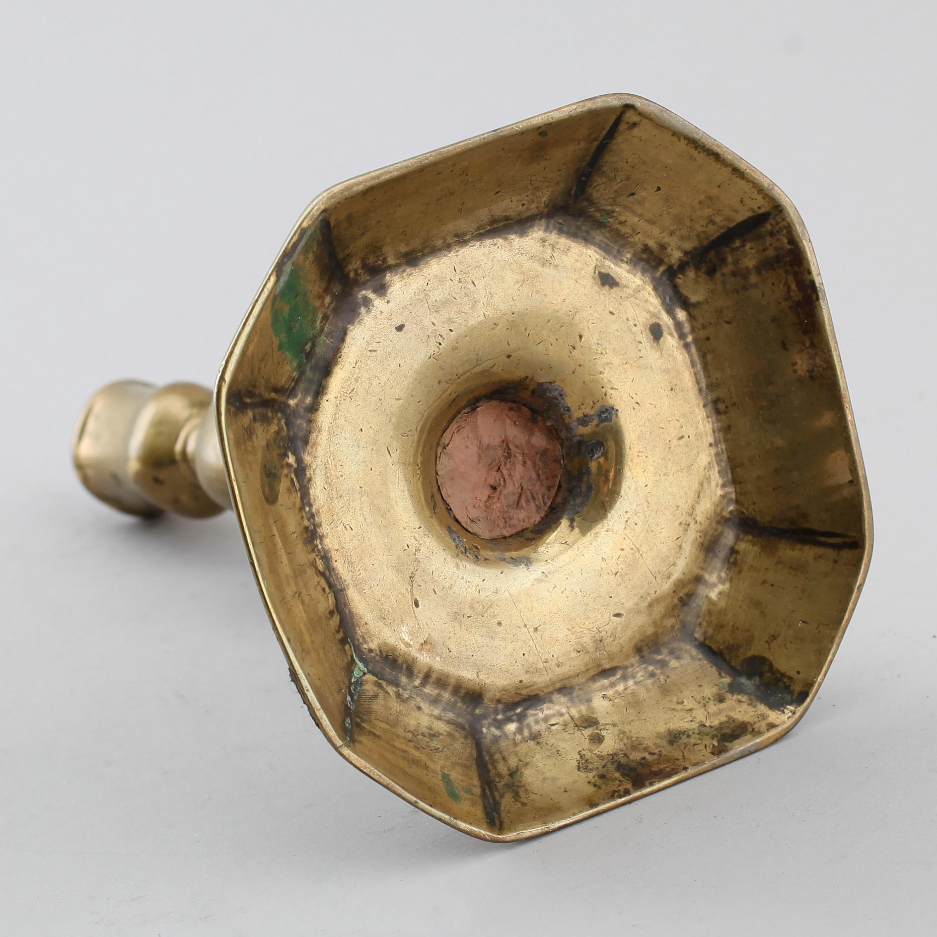 LJUSSTAKE, mässing, 1700-tal.
