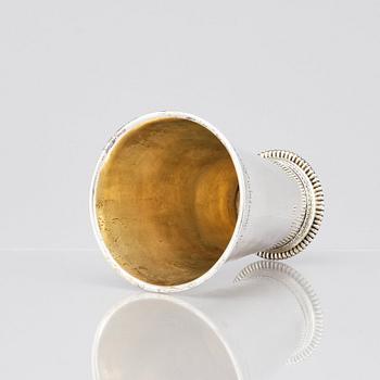 A Swedish 18th century parcel-gilt silver beaker, mark of Abraham Wirgman, Göteborg, 1722.