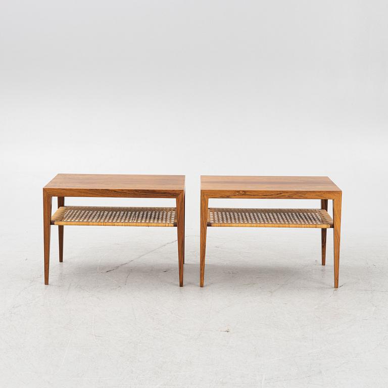 A pair of rosewood mid 20th century side tables.