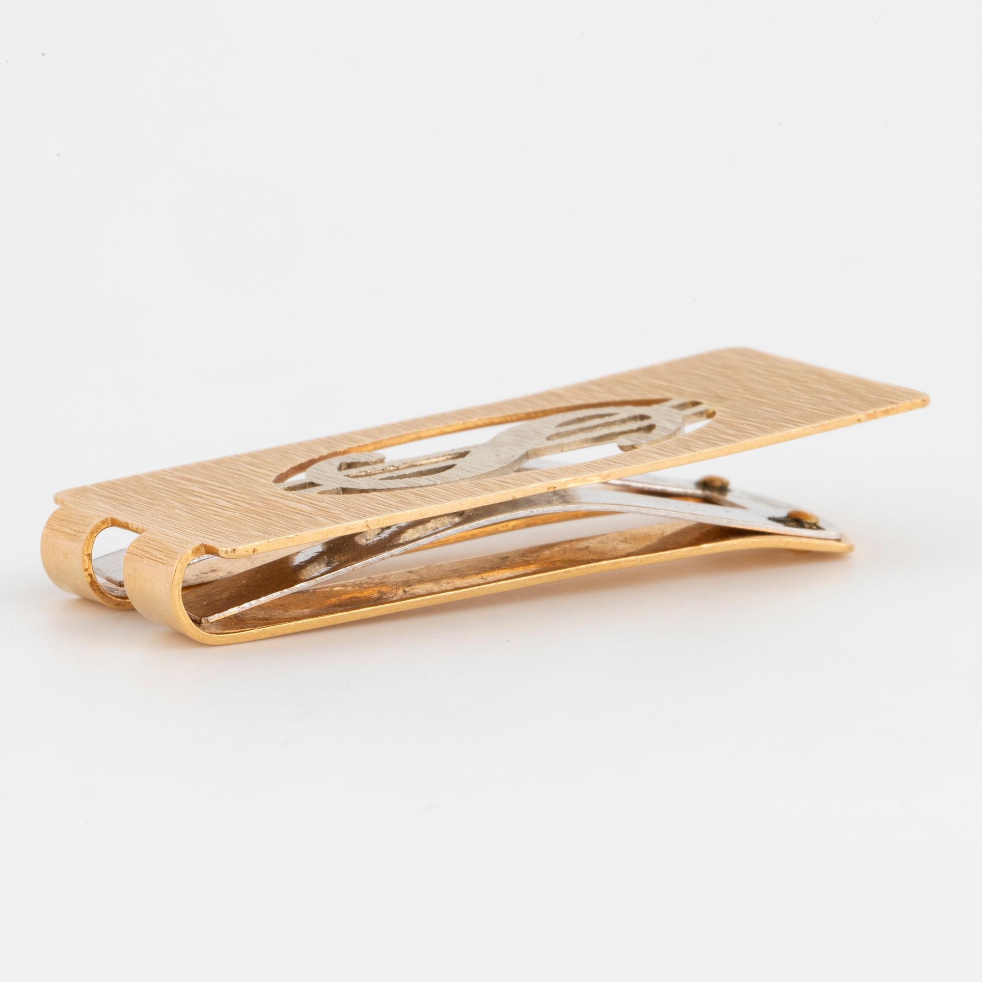 Moneyclip, 18K gold, dollarsign.