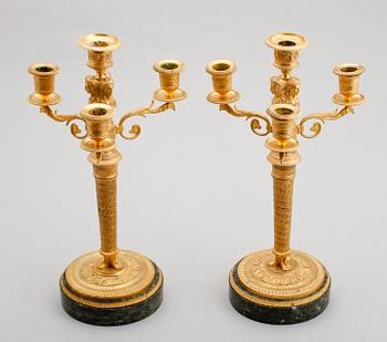 KANDELABRAR, 1 par, brons, Frankrike, 1800-talets mitt.