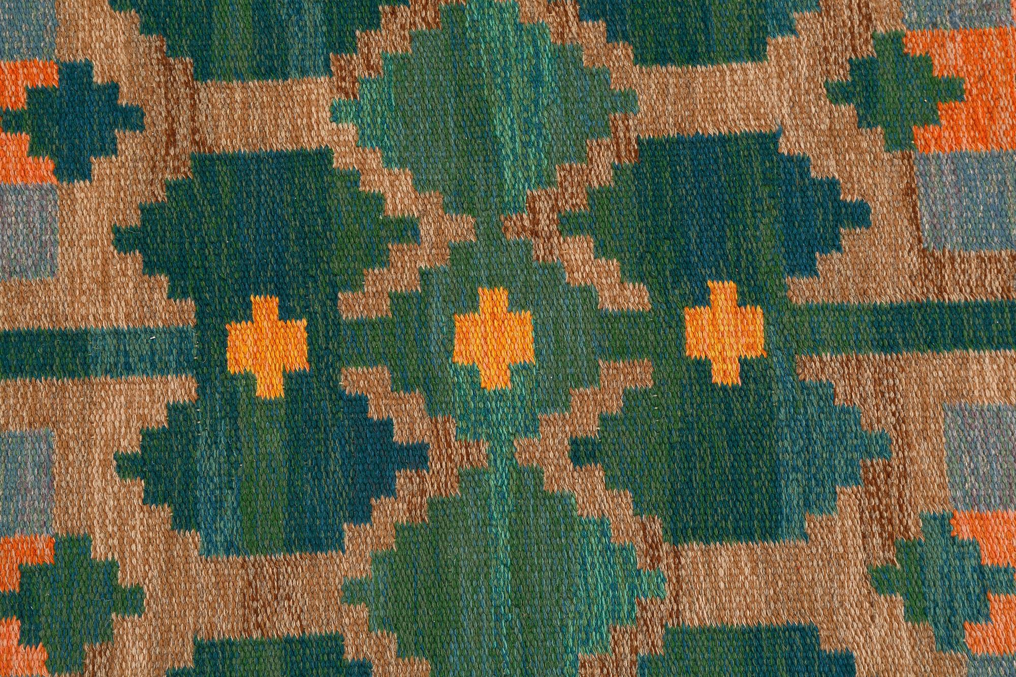 A flat weave by Judith Johansson, signed JJ, model "Plataner", 243 x 168 cm.