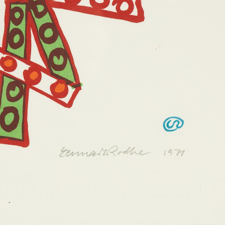 Lennart Rodhe, silkscreen in colours, 1971, signed 18/75.