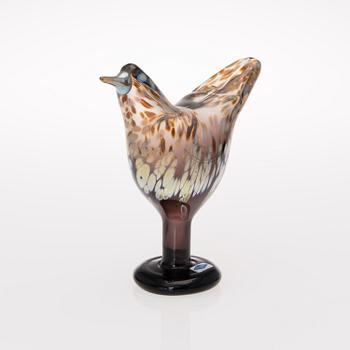 A glass bird by Oiva Toikka. Songtrush. Signed Oiva Toikka, Nuutajärvi Notsjö.