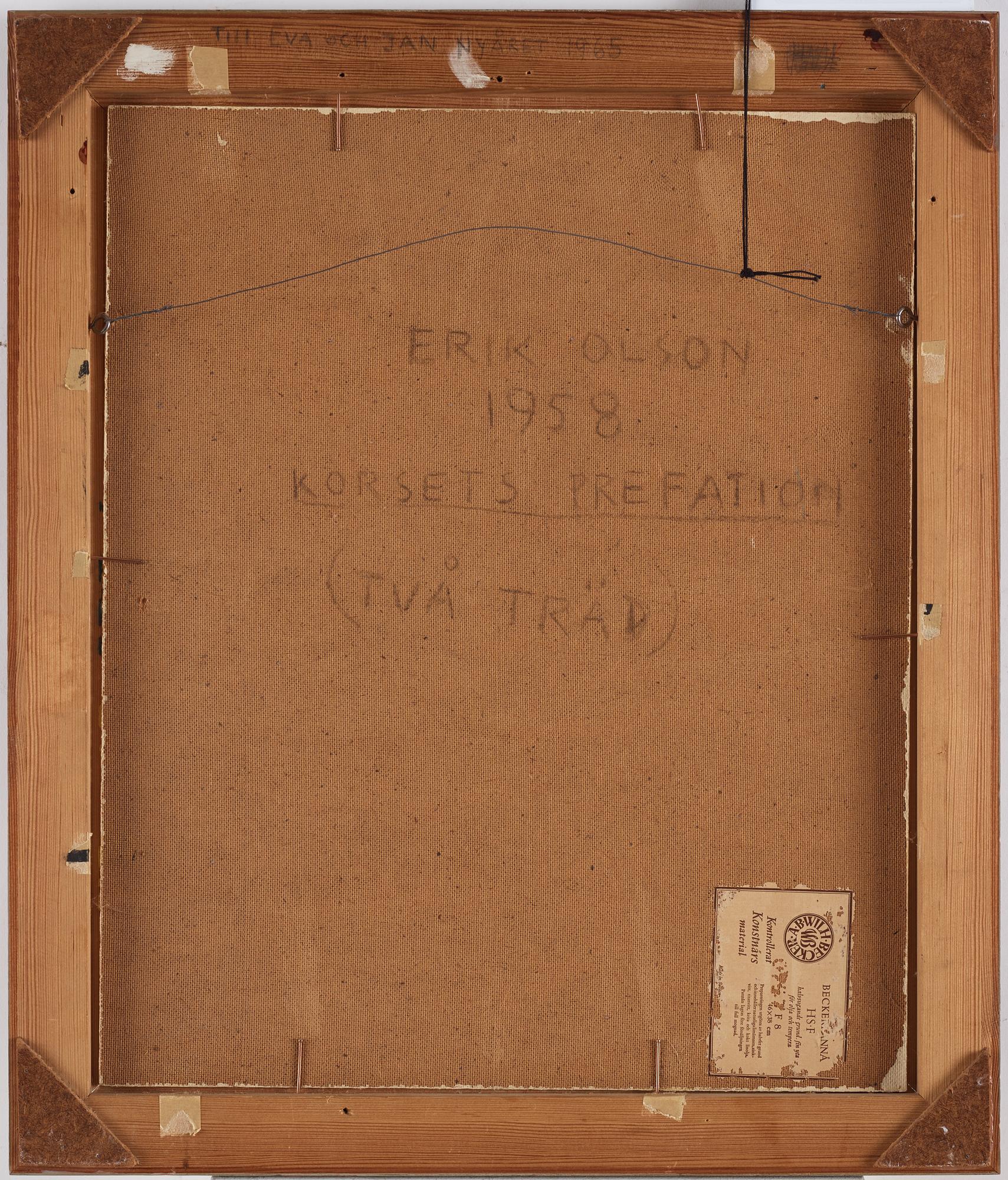 Erik Olson, oil on panel, signed and dated 1958.