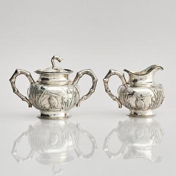 A fine Chinese Export silver tea and coffee service, Sing Fat, early 20th century.
