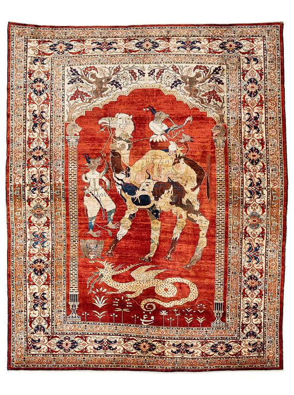 Matta, antik silke Heris, Nordvästra Persien, ca 175 x 140 cm.