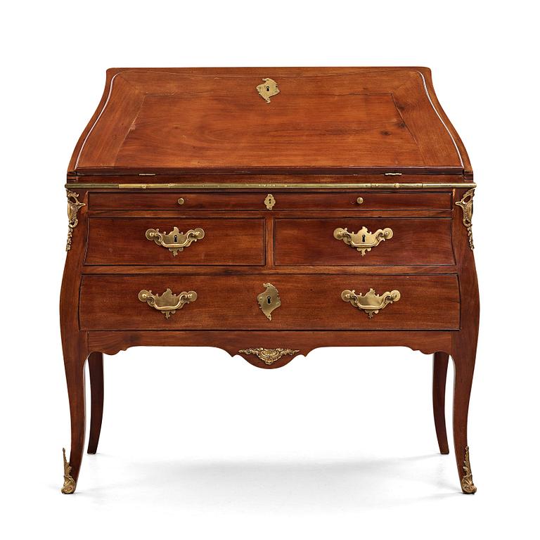 A Swedish Rococo 18th century secretaire in the manner of Lars Nordin (master in Stockholm 1752-73).