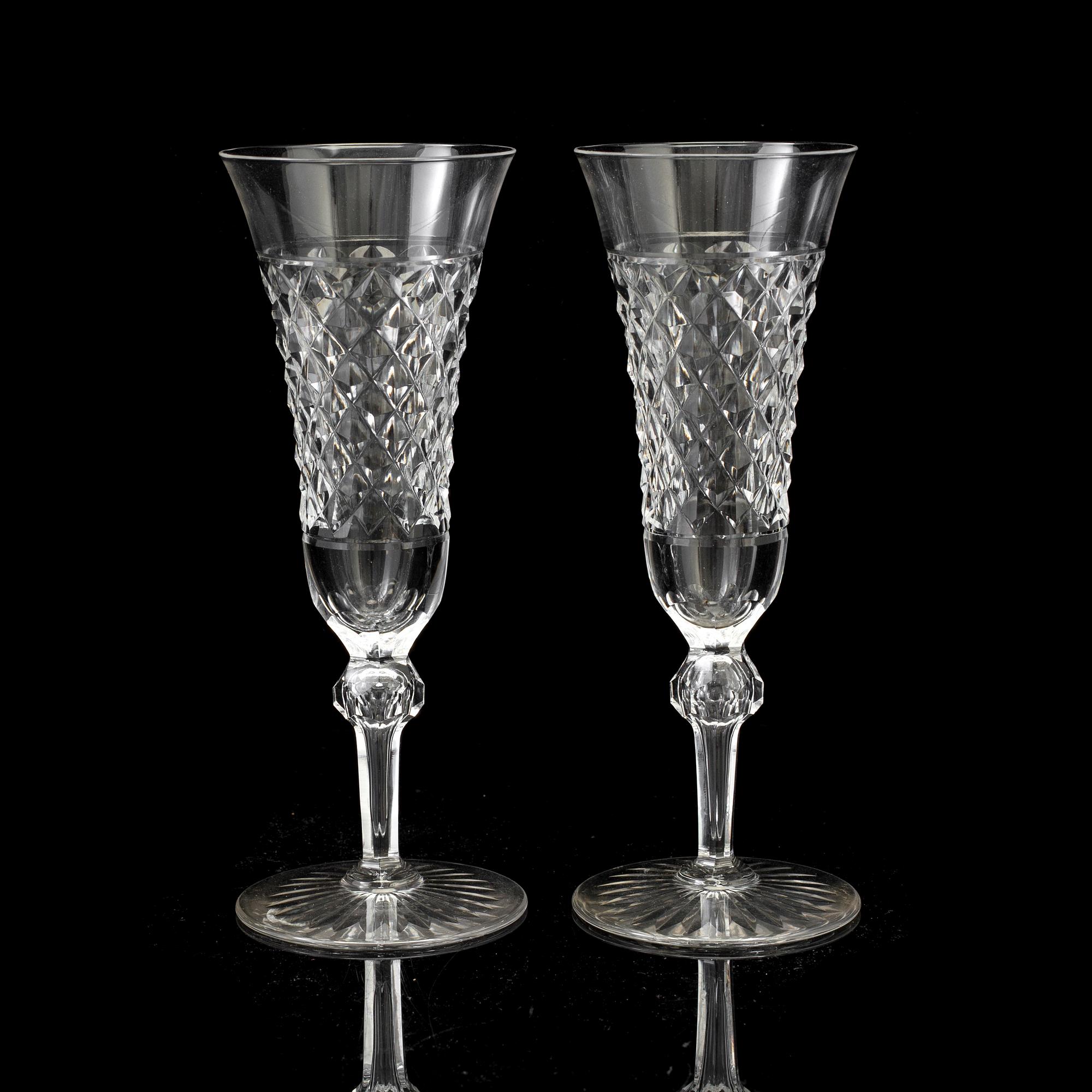 A set of six champagne glasses, first half of the 20th century.