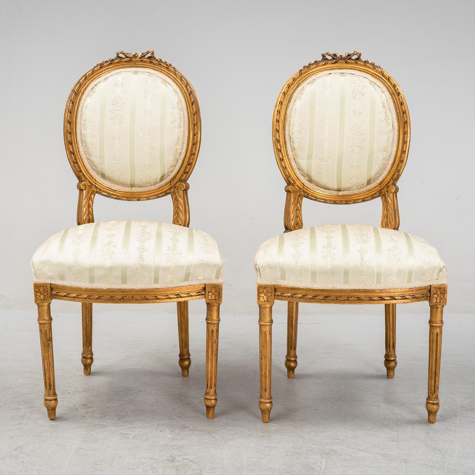 Soffa samt stolar, gustaviansk stil 1800-talets slut.