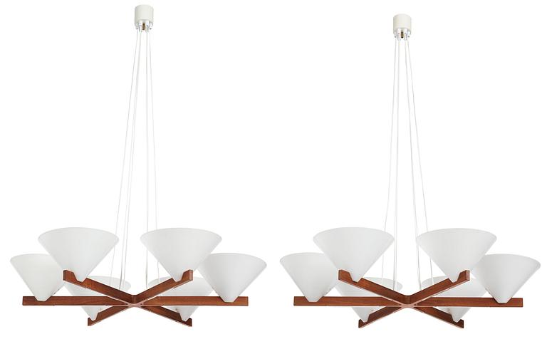 Hans-Agne Jakobsson, a pair of ceiling lamps, model "T 288/6", Hans-Agne Jakobsson AB, Åhus, 1950-60s.