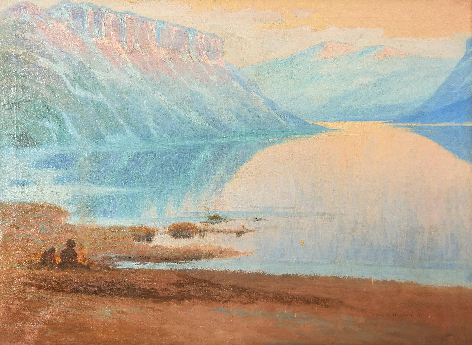 Olof Walfrid Nilsson, "Rautasjärvi i midnattssol".