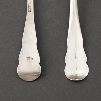 A set of six Swedish 18th century silver dinner-spoons, mark of Johan Leffler, Falun 1773.
