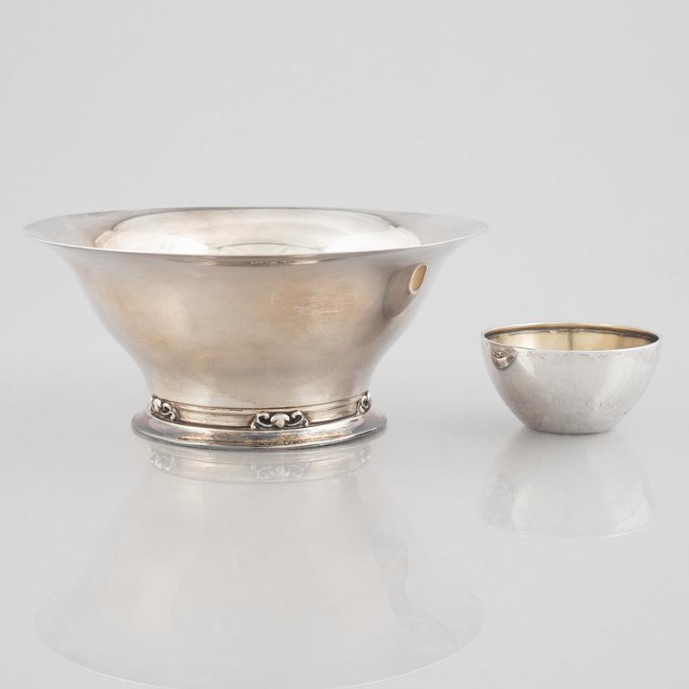 Two Swedish silver bowls, including mark of GAB, Stockholm 1930.