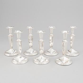 Seven silver candlesticks, GAB, Stockholm, 1957-66.