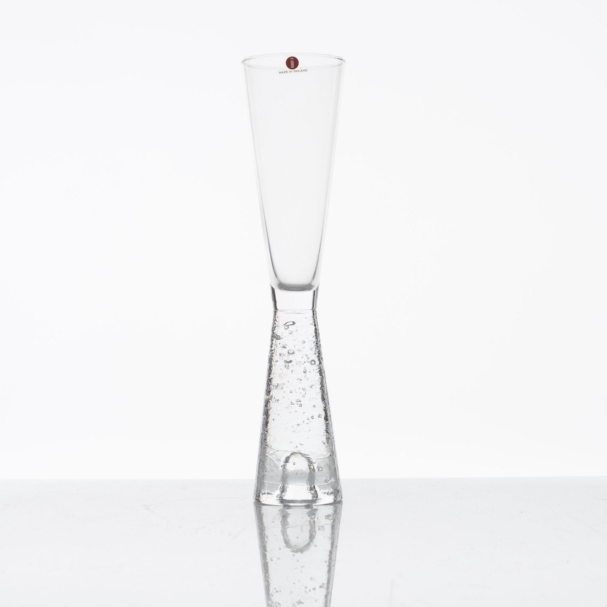 Timo Sarpaneva, eight "Arkipelago" champagne glasses, Iittala, Finland, 1980-1993.