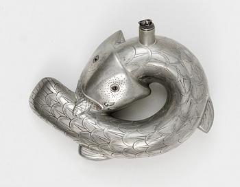 An Estrid Ericson pewter fish bottle, Firma Svenskt Tenn.