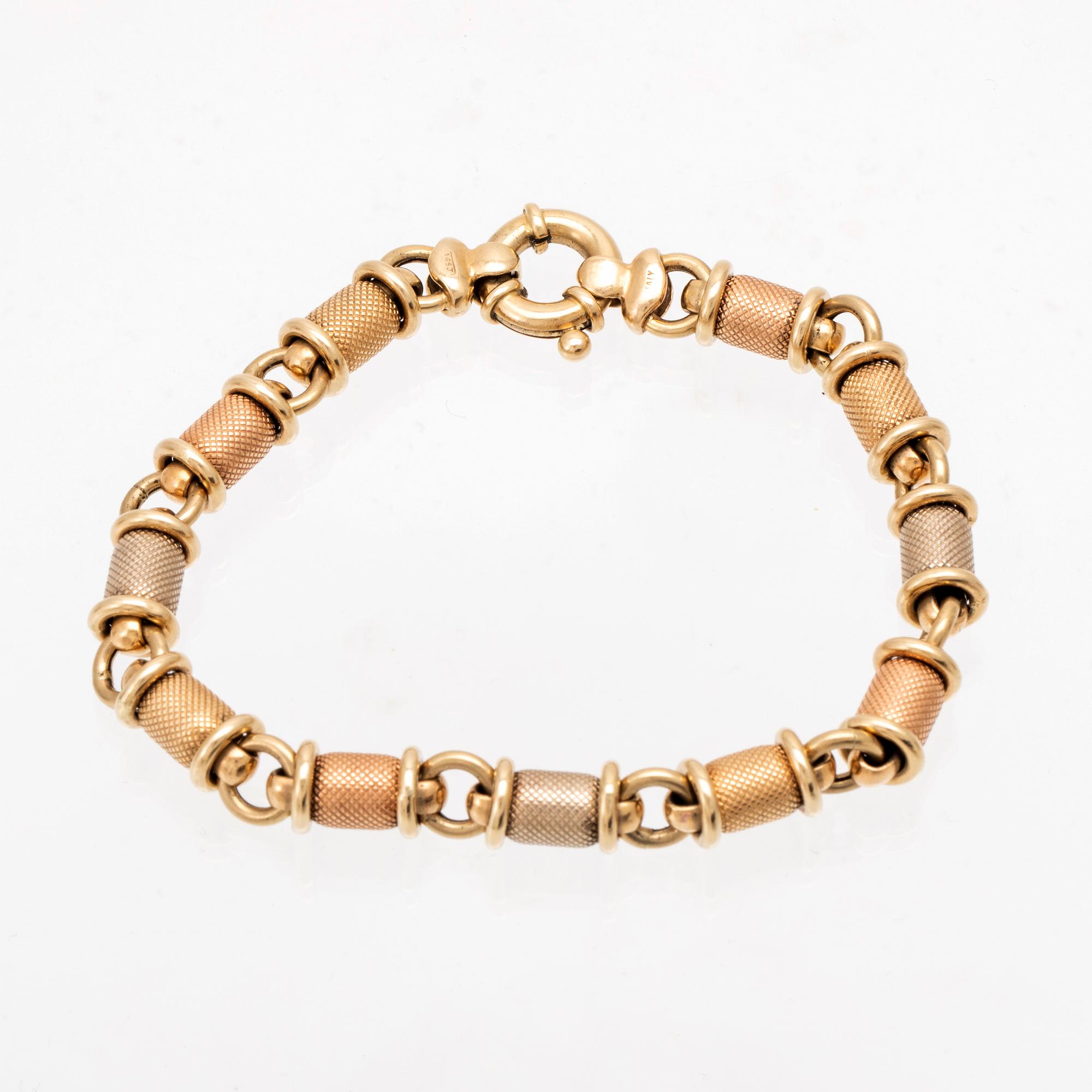 Armband 14K vitt, rosé och gult guld, Italien.