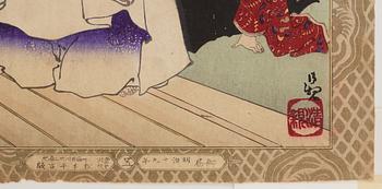 KOBAYASHI KIYOCHIKA (1847-1915), samt TOYOKUNI III (1786–1864), colour woodblock prints. Japan, 19th/20th century.