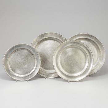 A lot of four tin plates, including Johan Gustaf Ryman, (1761-1797), Stockholm.