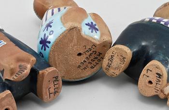 FIGURINER, 3 st, stengods, Lisa Larson, Gustavsberg, 1900-talets andra hälft.