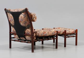 FÅTÖLJ samt FOTPALL, "Inka", Arne Norell, 1970-tal.