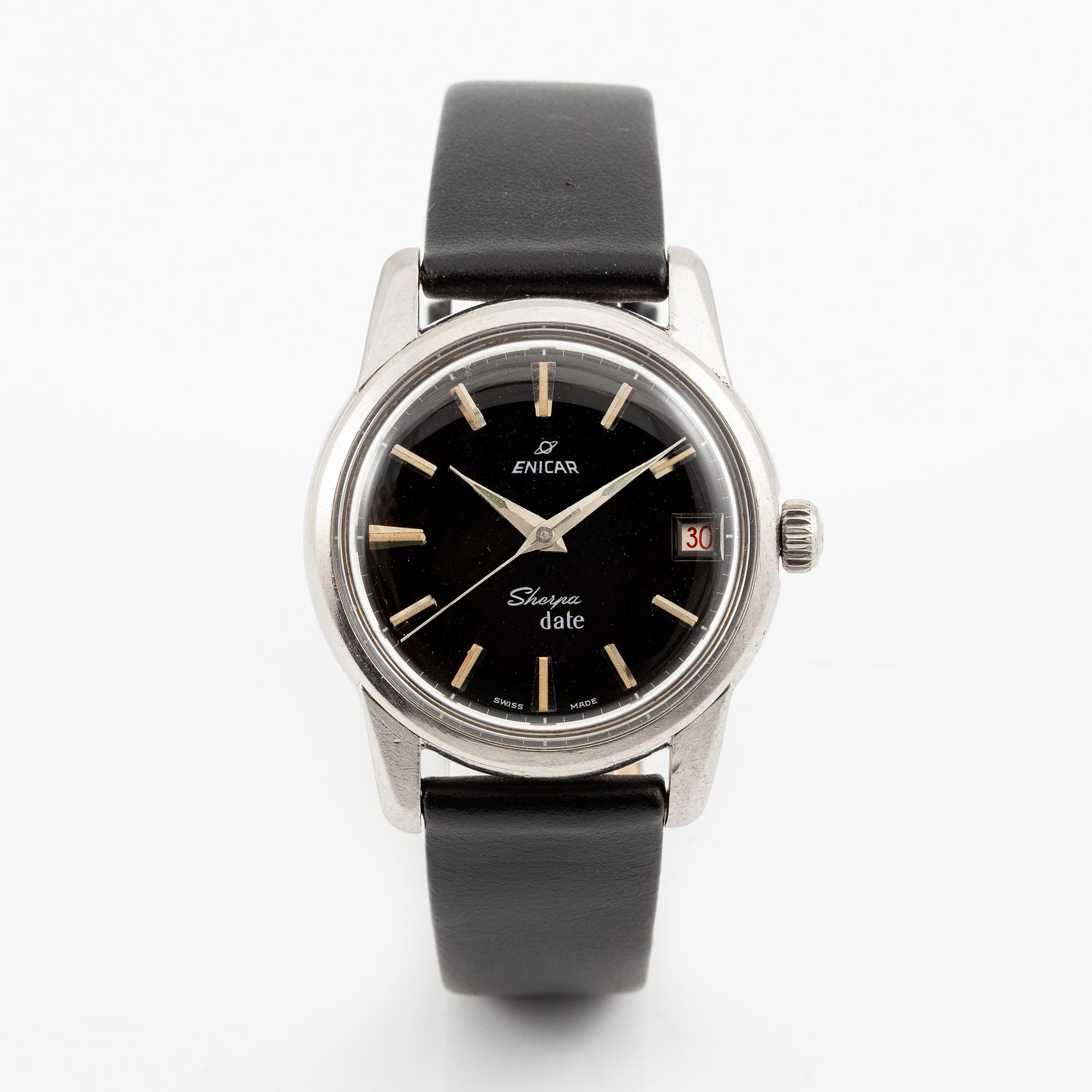 Enicar, Sherpa Date, wristwatch, 34.5 mm.