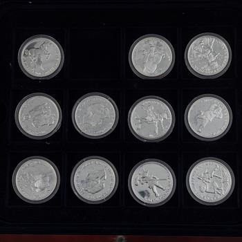 Astrid Lindgren, medaljer 11 st, finsilver, Moneta 2002.