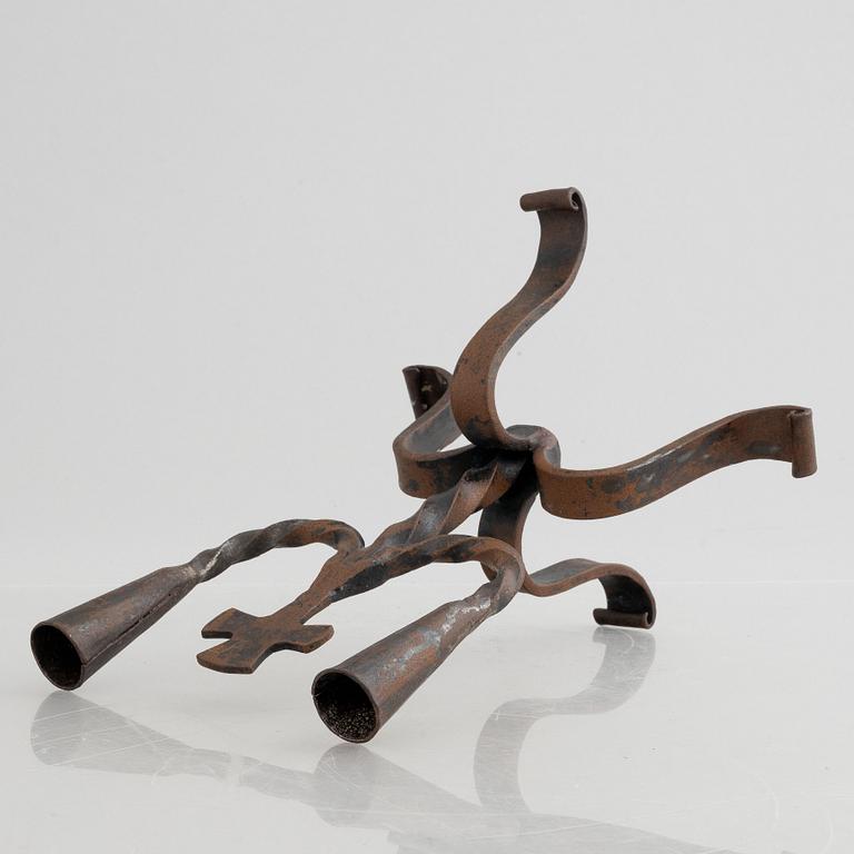 A two-light wrought-iron candlesticks, 20th century.