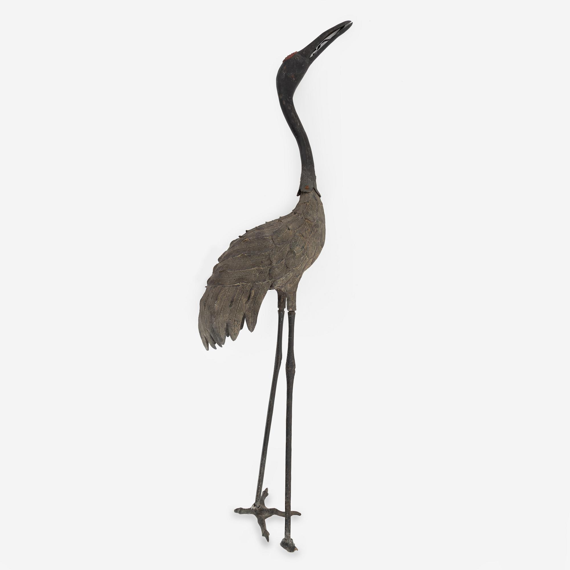 A Chinese bronze Crane, late Qing dynasty, around 1900.