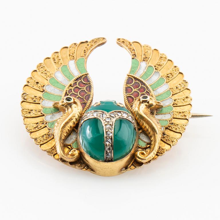 Carl Bacher, Brooch 14K gold, Vienna Austria circa 1880.