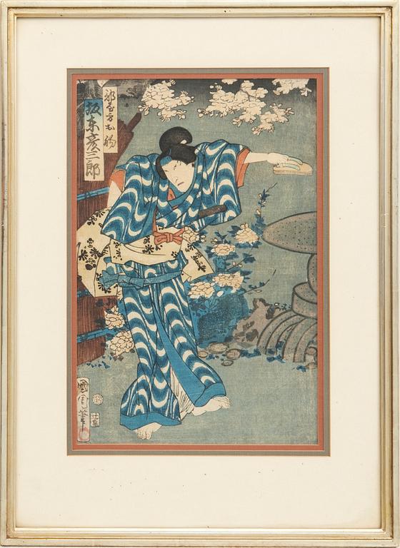 Toyohara Kunichika, a color woodblock print, 19th Century latter part.