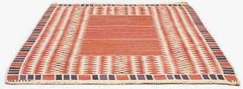 Barbro Nilsson, a carpet, 'Salerno röd', flat weave, c. 214 x 158 cm, signed AB MMF BN.