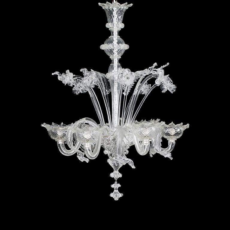 LJUSKRONA, glas, venetiansk stil, 1900-talets andra hälft. Höjd ca 78 cm.
