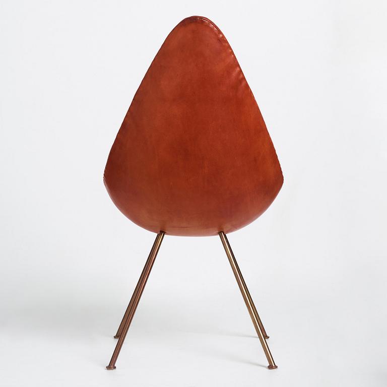 Arne Jacobsen, a cognac coloured leather "Drop chair", Fritz Hansen, Denmark 1964.