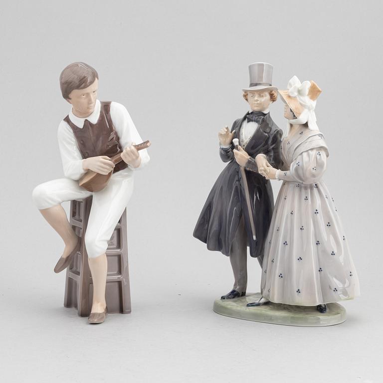 Figuriner, 3 st, porslin, Royal Copenhagen samt Bing & Grøndahl, Danmark.