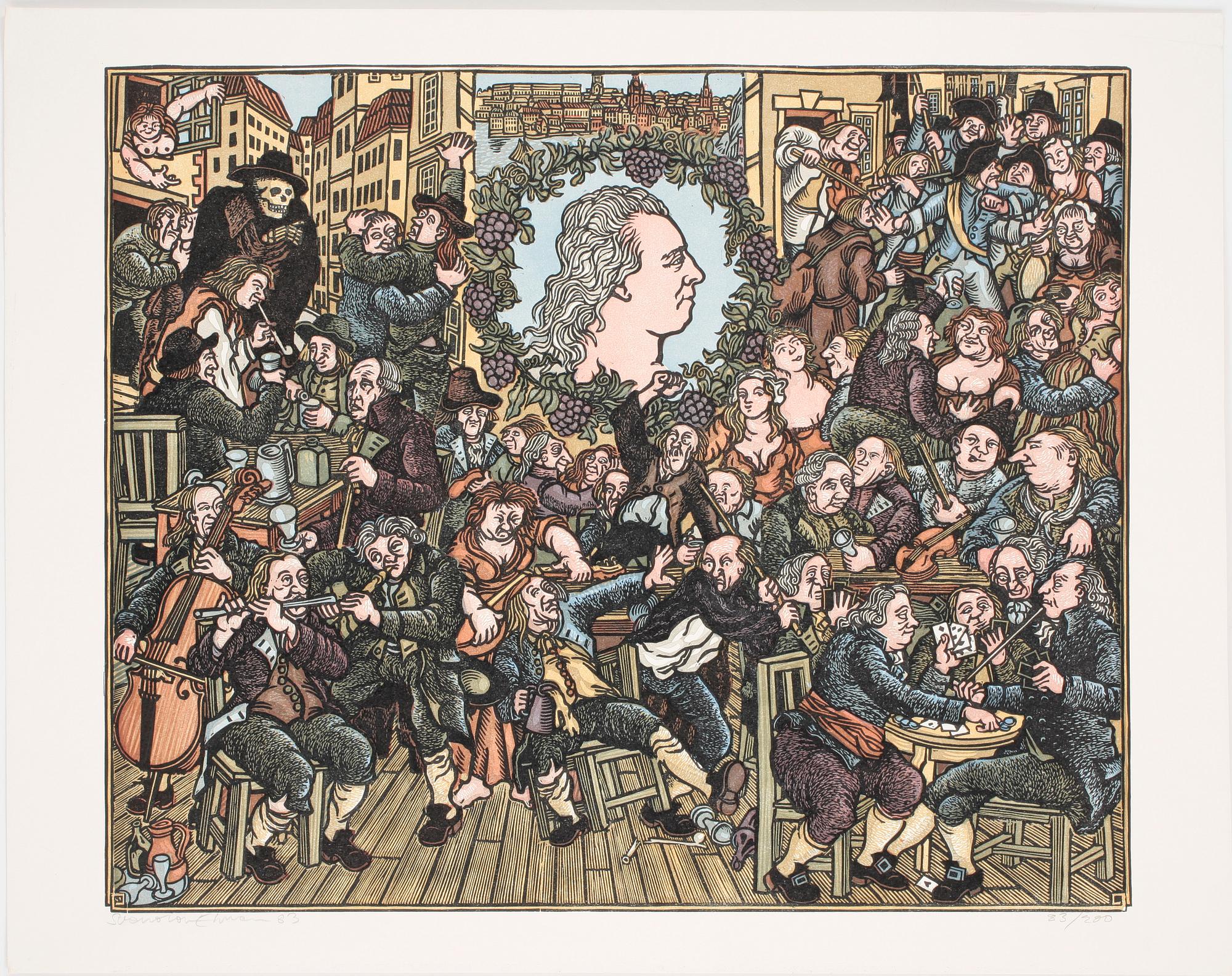 SVENOLOV EHRÉN, färglitografier 4 st. Signerade och olika daterade och numrerade.