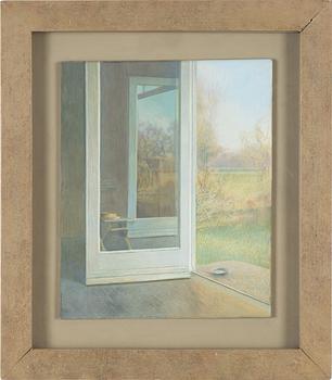 David Tindle, tempera on board, signed.