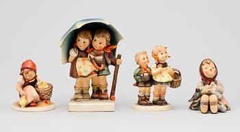 FIGURINER, 4 st, porslin, Hummel, Goebel, Tyskland, 1900-tal.