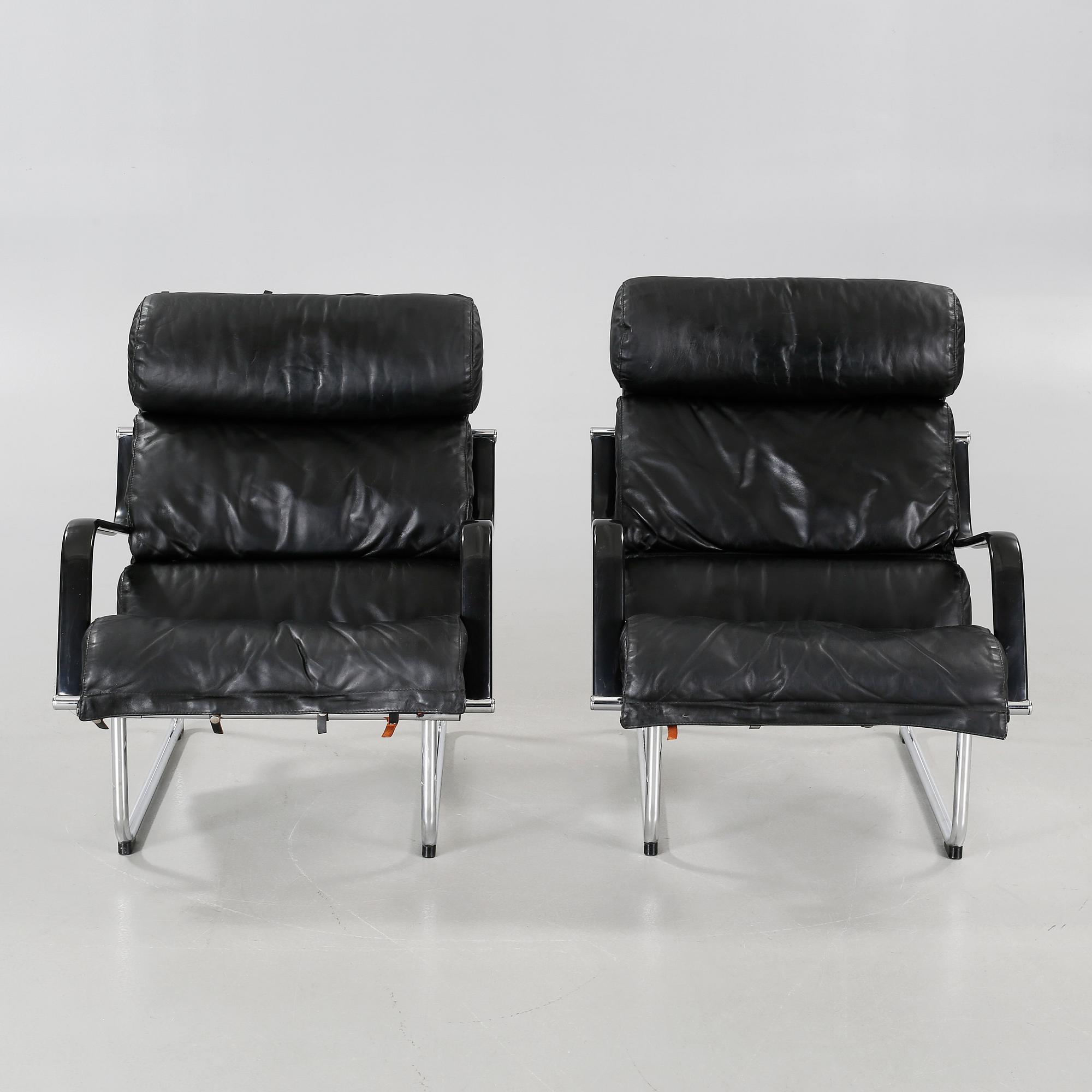 A pair of "Remmi 817H-1K" chairs, designed by Yrjö Kukkapuro in 1969, made by Haimi Oy or Avarte Oy.