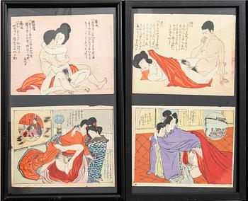 Träsnitt 21 stycken Shunga Japan 1900-tal.