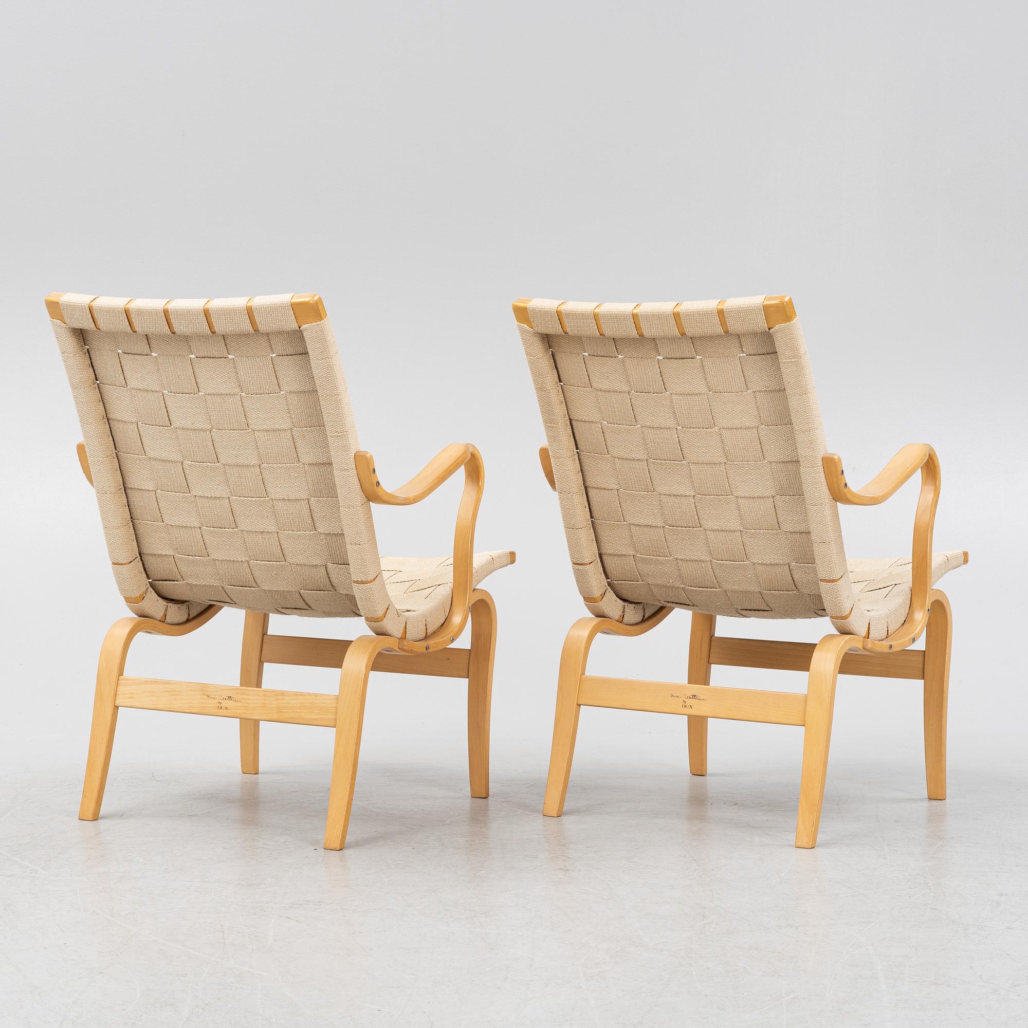 Bruno Mathsson, fåtöljer ett par,  "Eva", Dux, 1900-talets slut.