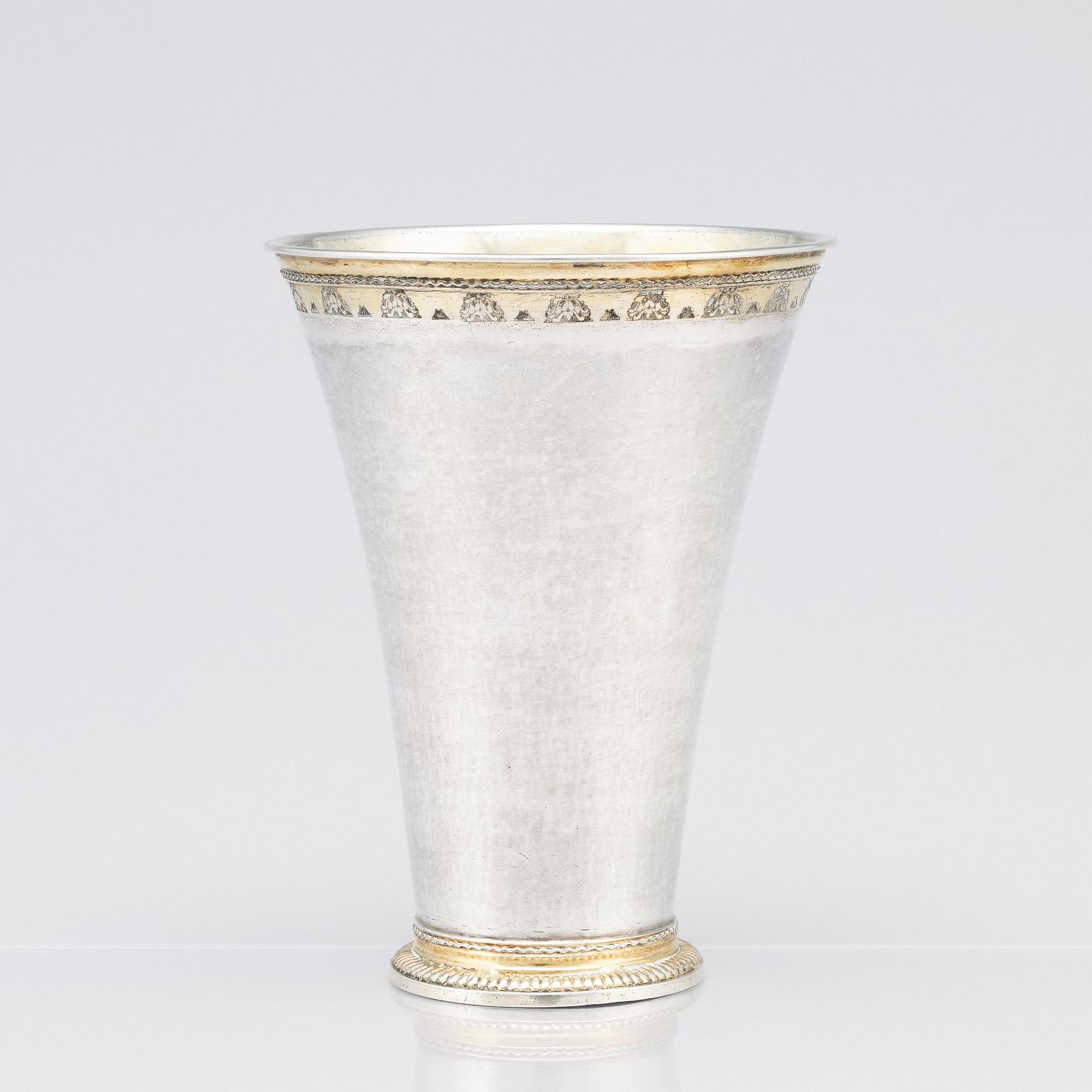 A Swedish 18th Century parcel-gilt silver beaker, mark of Henrik Nourin, Norrköping 1753.