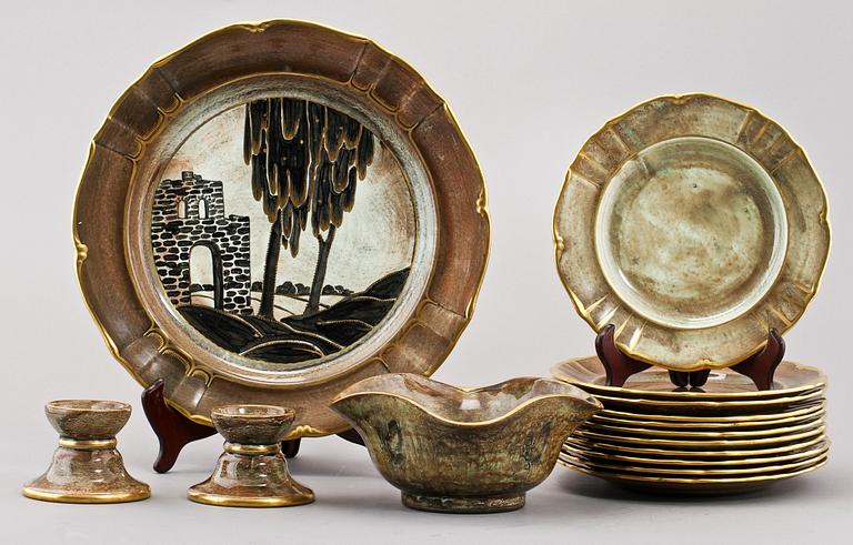 PARTI FLINTGODS, 13 delar, Josef Ekberg, Gustavsberg.